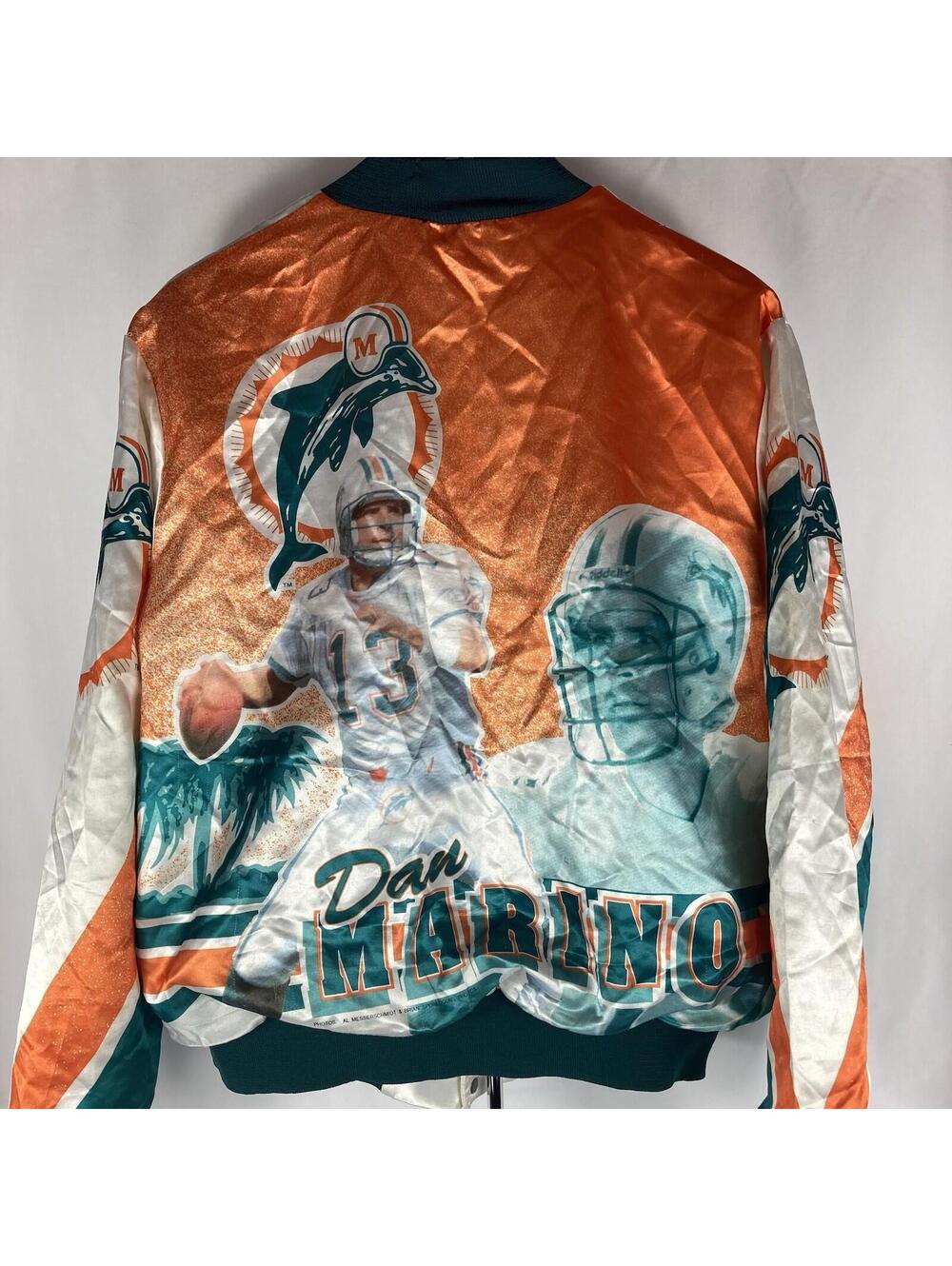 Men’s L Vintage 90s Chalk Line NFL Miami Dolphins #13 Dan Marino Satin Jacket